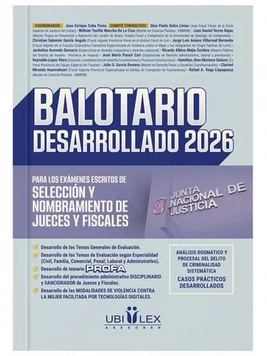 BALOTARIO DESARROLLADO 2026. Para selección y nombramiento de jueces y fiscales