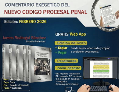 COMENTARIO EXEGÉTICO DEL NUEVO CÓDIGO PROCESAL PENAL (5 tomos - 2026) Estudio preliminar James Reátegui